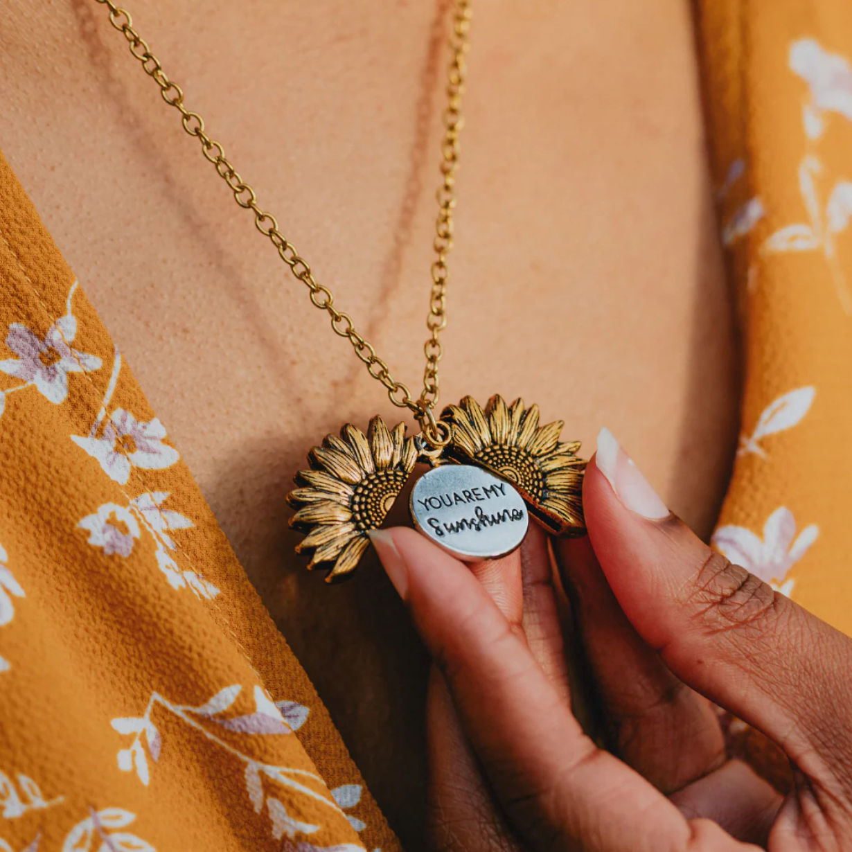 Collar Girasol "You Are Sunshine" Se Abre Mensaje Regalo.