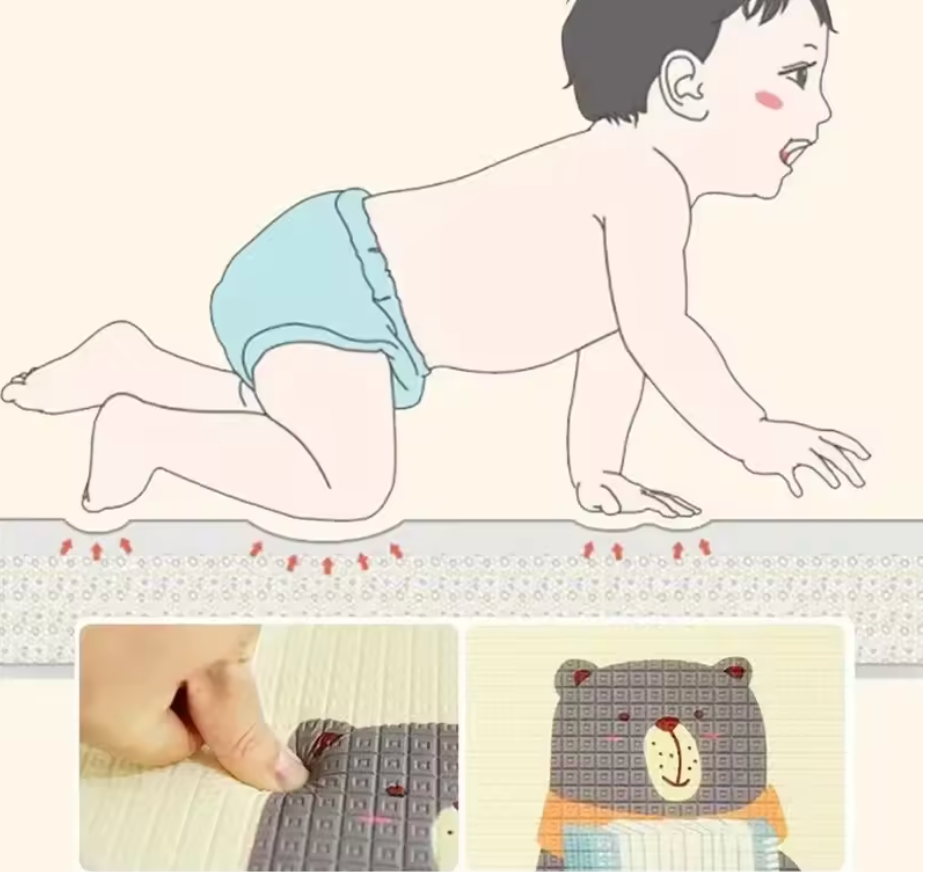 Alfombra Bebe Acolchada Plegable (200x180cm y 1cm Grosor) - Jupplies