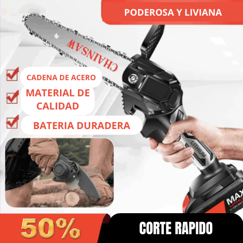Motosierra Inalámbrica 6 pulgadas™Incluye Bateria y Cadena de Regalo