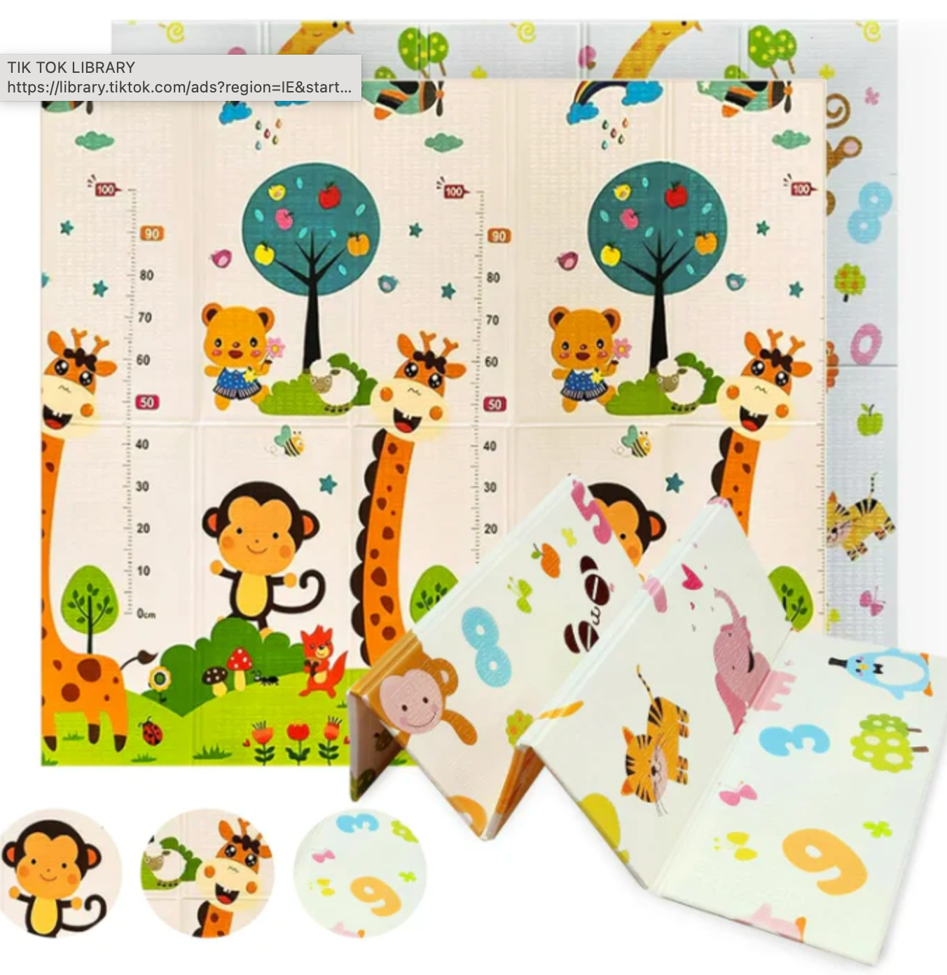 Alfombra Bebe Acolchada Plegable (200x180cm y 1cm Grosor) - Jupplies