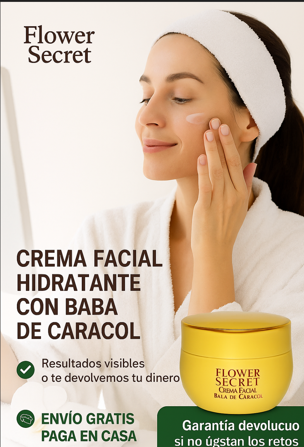 Flower Secrets© Rejuvenecedora Crema de Caracol.(Incluye Serum de Colágeno Gratis)