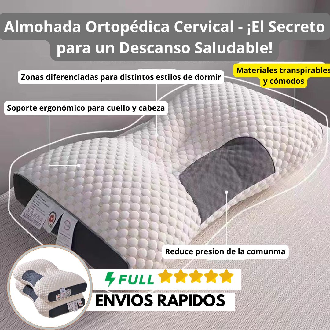 ComfortLife Almohada Cervical Para El Cuello Para Aliviar El Dolor De Dormir Almohada De Contorno De Espuma Viscoelastica Que Se Ajusta