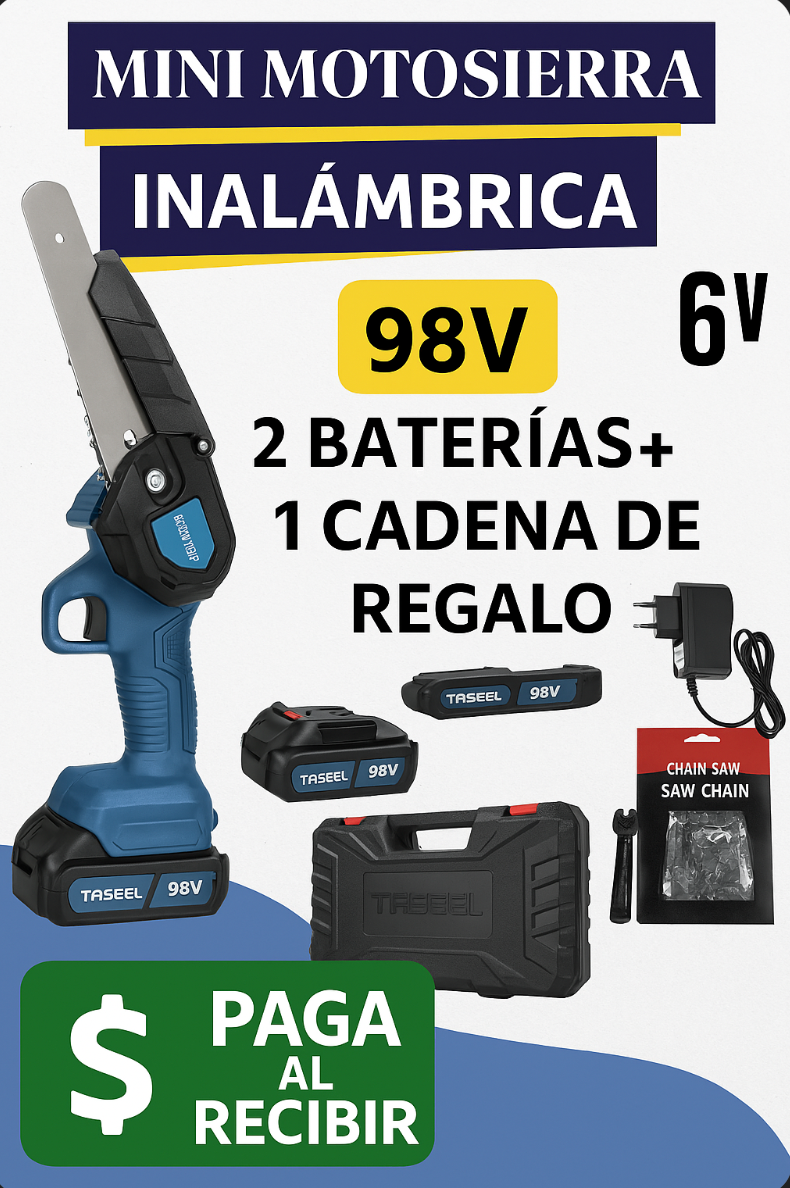 Motosierra Inalámbrica 6 pulgadas™Incluye Bateria y Cadena de Regalo