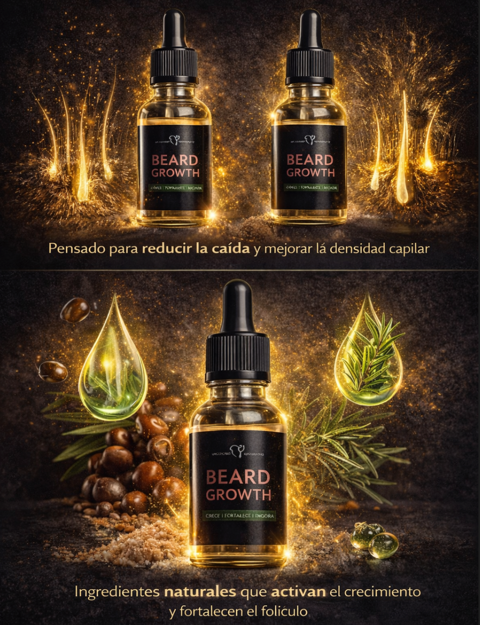 Serum de crecimiento para pelo y barba BEARD GROWTH™ + Jabón de crecimiento incluido