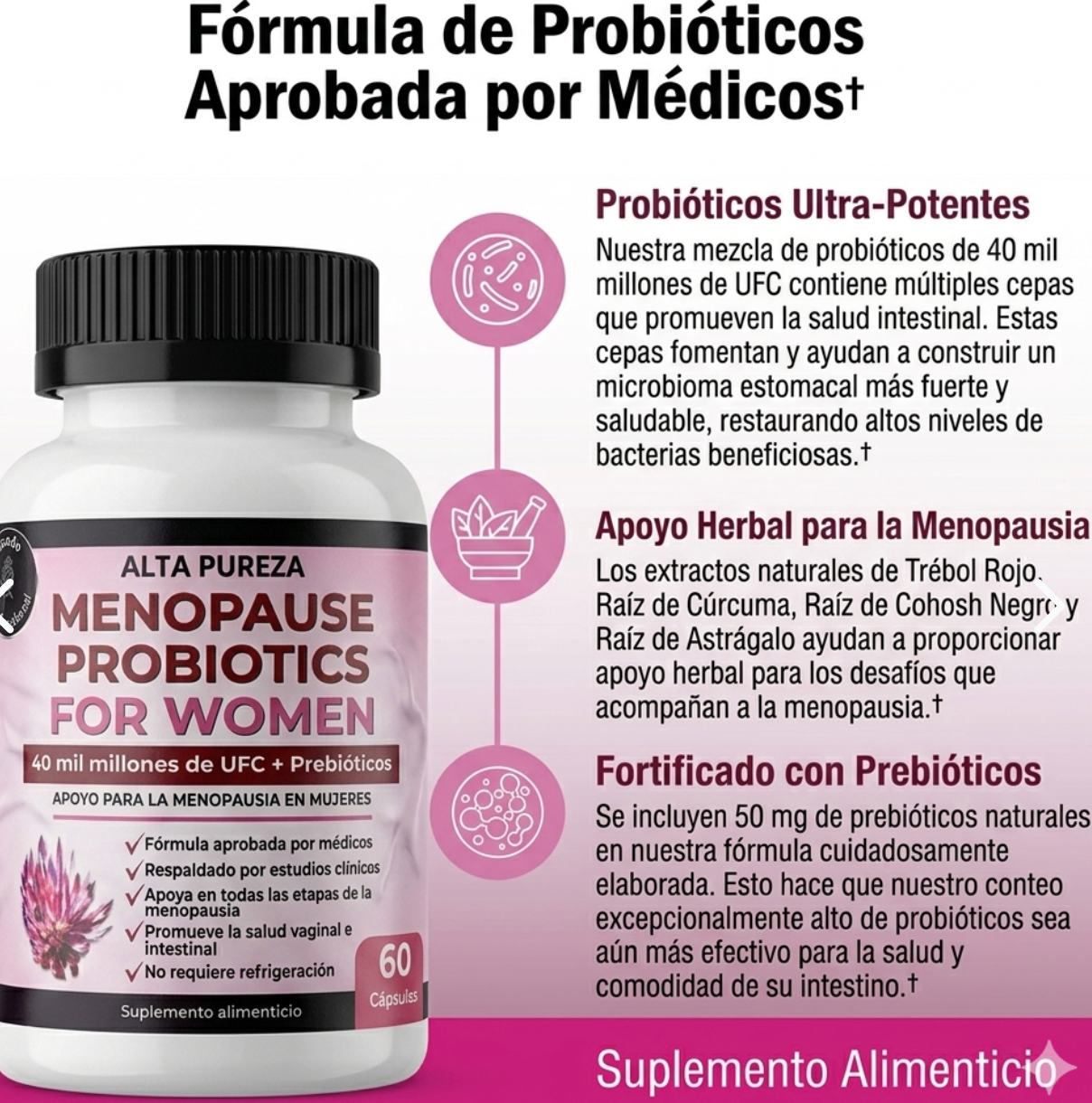 Probióticos Menopausia Alta Pureza 60 Cp