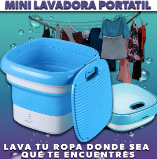 LAVADORA PORTATIL PLEGABLE™+INCLUYE CENTRIFUGA Y JABONES DE REGALO.