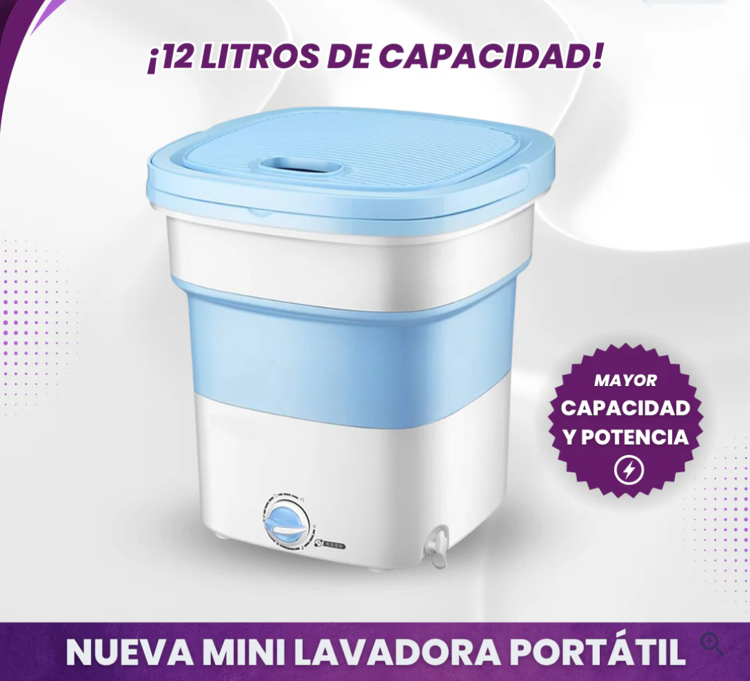 LAVADORA PORTATIL PLEGABLE™+INCLUYE CENTRIFUGA Y JABONES DE REGALO.