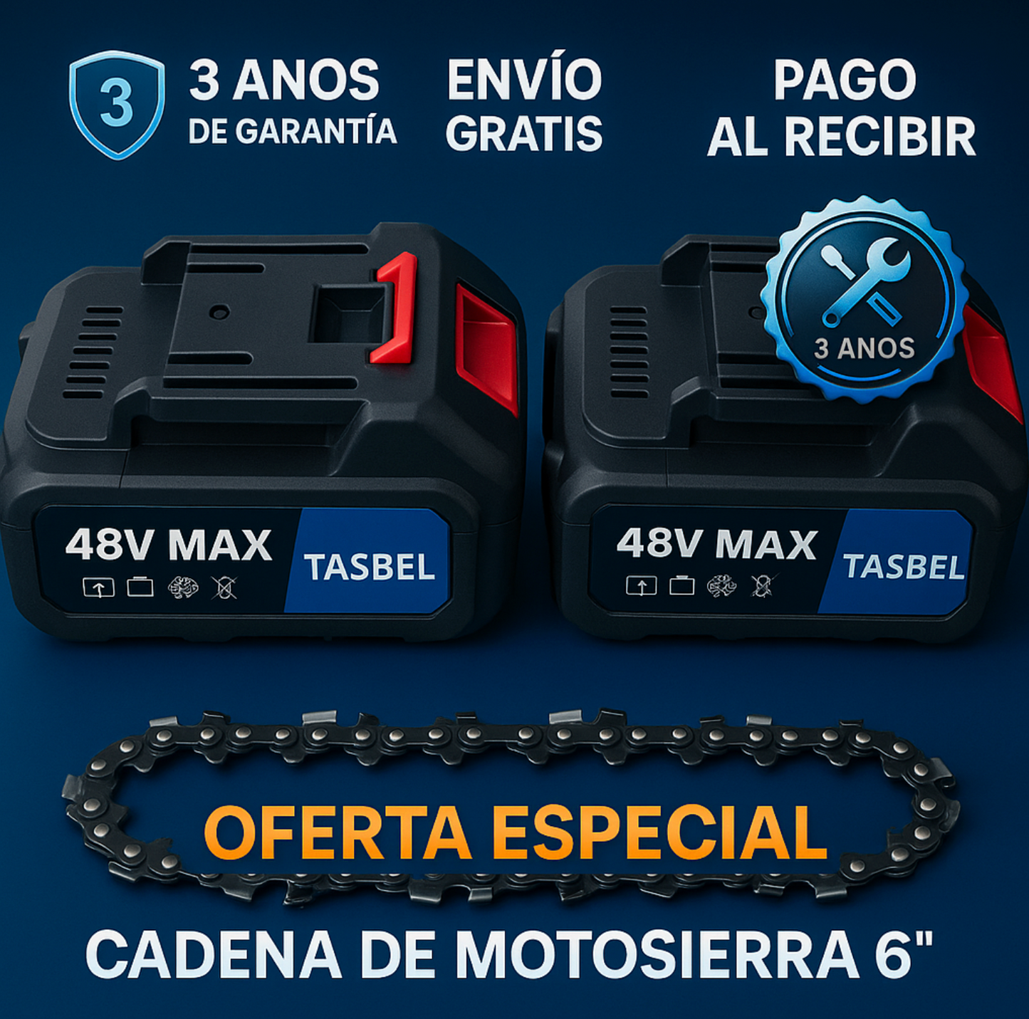 2 Baterias + 1 Cadena ultra Resistente