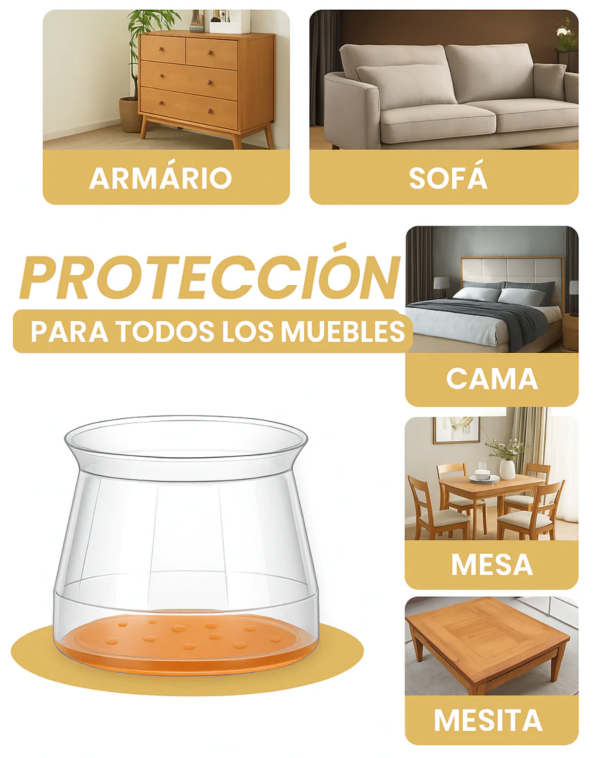MoveFlex™ – Fundas de silicona para patas de muebles.(16 Unidades)