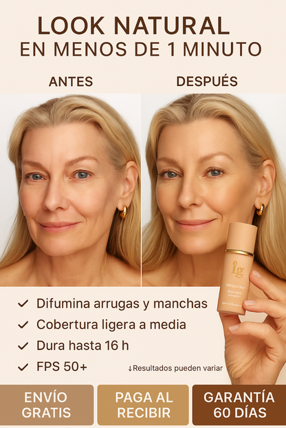 Base de Maquillaje Antiedad con SPF 50 + Gratis Serum de Pestañas