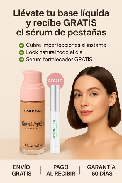 Base de Maquillaje Antiedad con SPF 50 + Gratis Serum de Pestañas