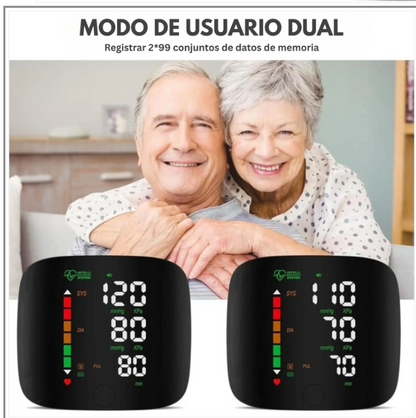 Monitor de presión arterial de muñeca con pantalla LED