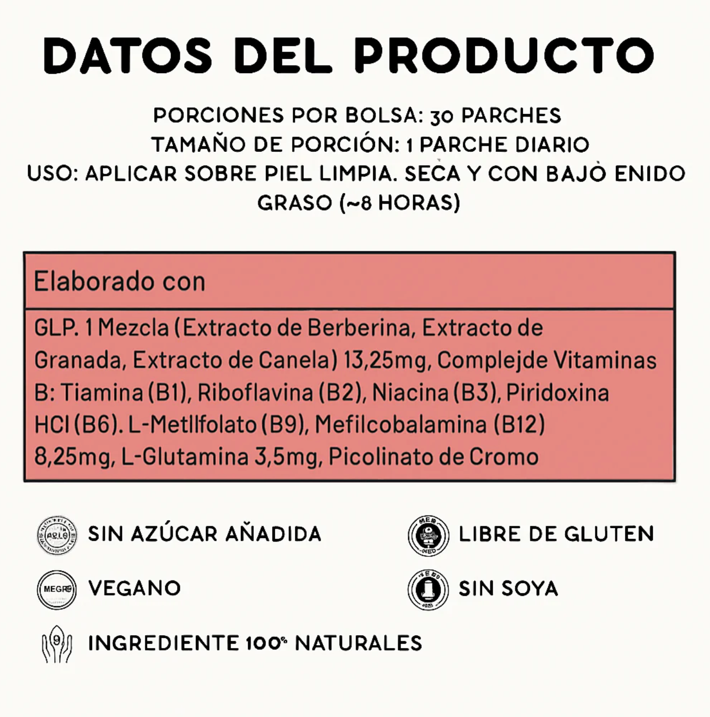 12 Parches GLP-1 Adelgazamiento + 8 Parches alivio de menopausia Incluidos en el Pack.
