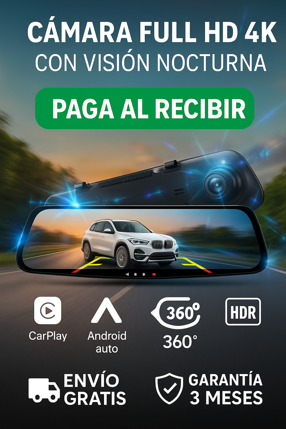 Espejo Retrovisor+Cámara Frontal MirrorCam Pro™️