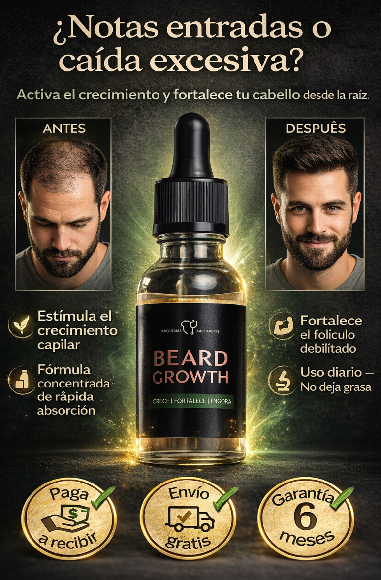 Serum de crecimiento para pelo y barba BEARD GROWTH™ + Jabón de crecimiento incluido
