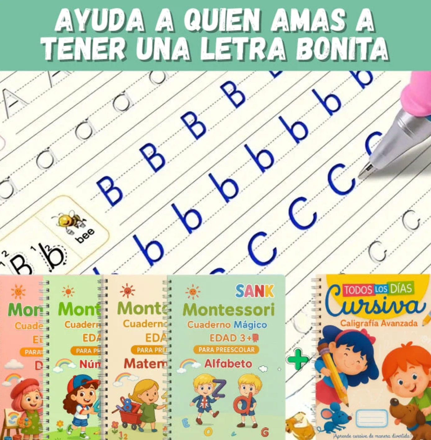 Set de 4 Libros Mágicos de Caligrafía Avanzada 📚🖋️