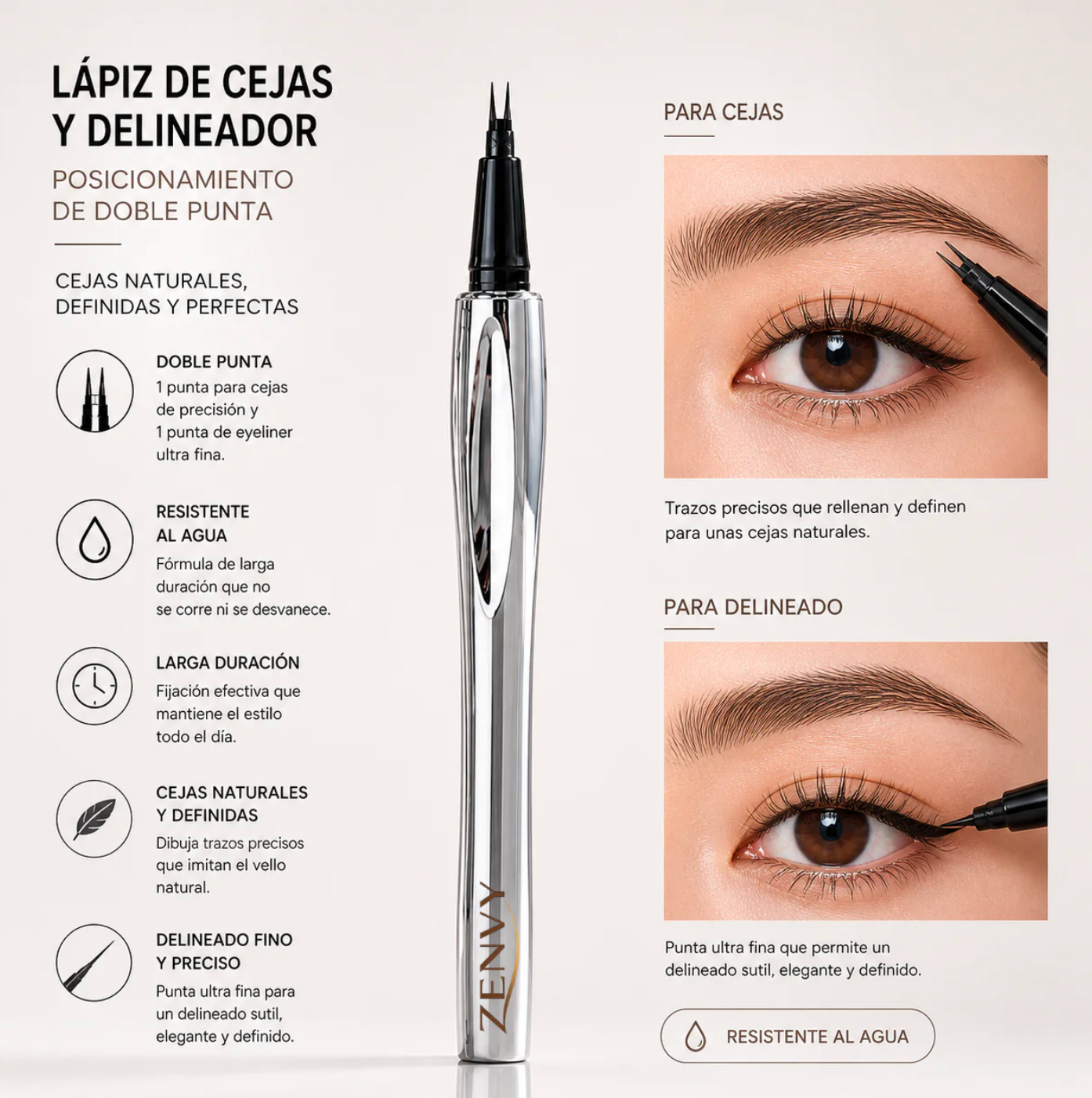 Lápiz cejas impermeable ZENVY© 2x1