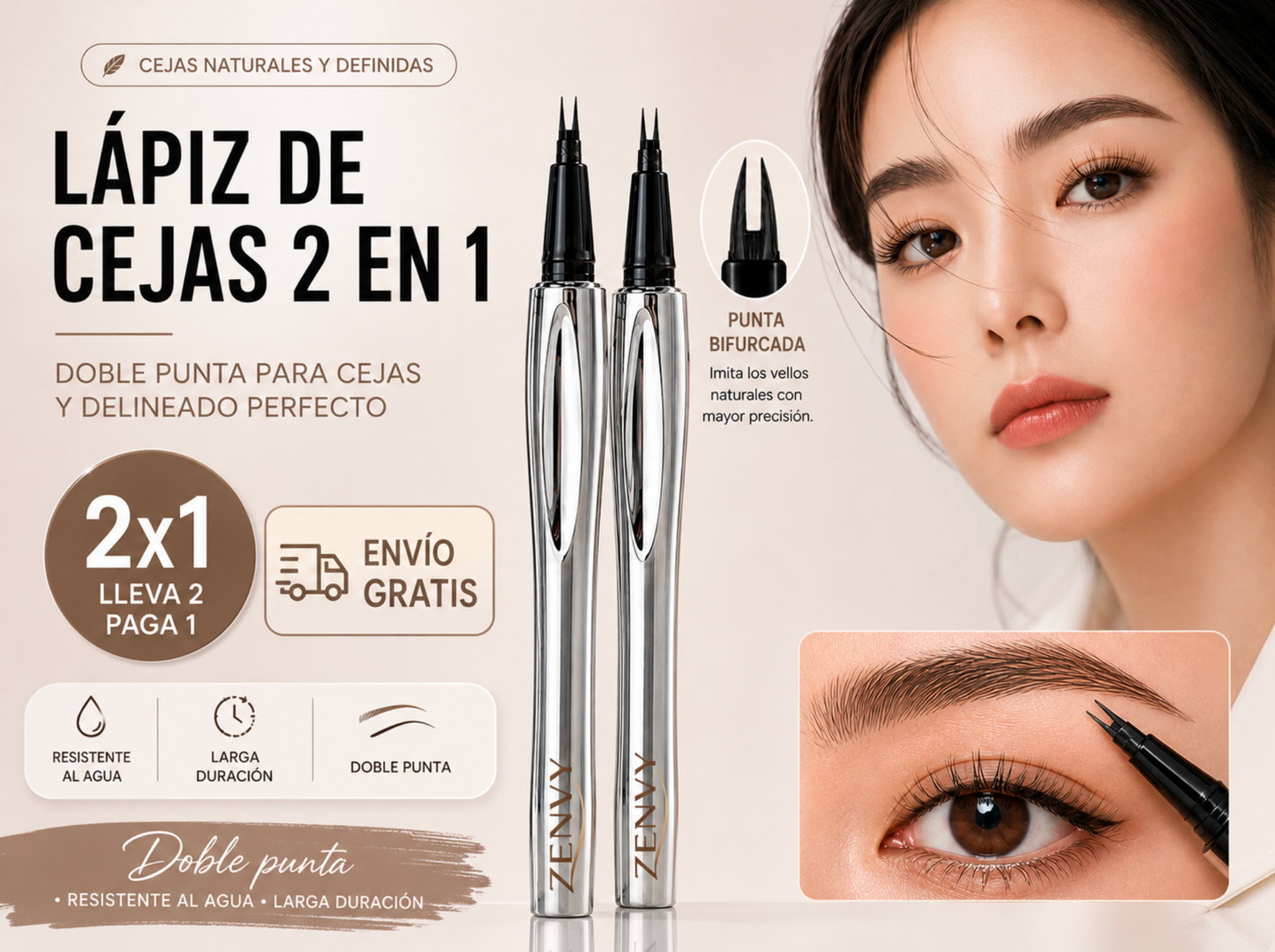 Lápiz cejas impermeable ZENVY© 2x1