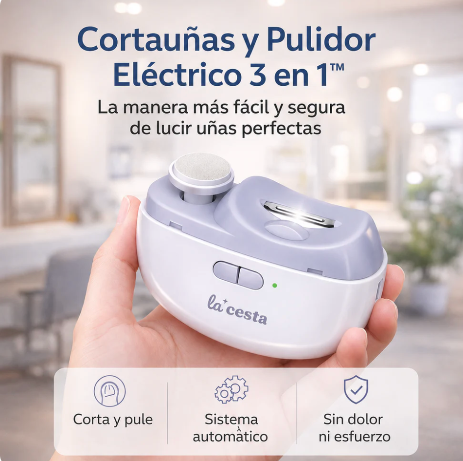 Cortaúñas y Pulidor Eléctrico 3 en 1™ Uñas perfectas en segundos, sin cortes ni esfuerzo.